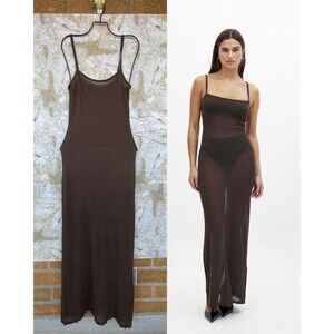 Camille Charrere NA-KD Thin Knit Spaghetti Strap Maxi Dress small